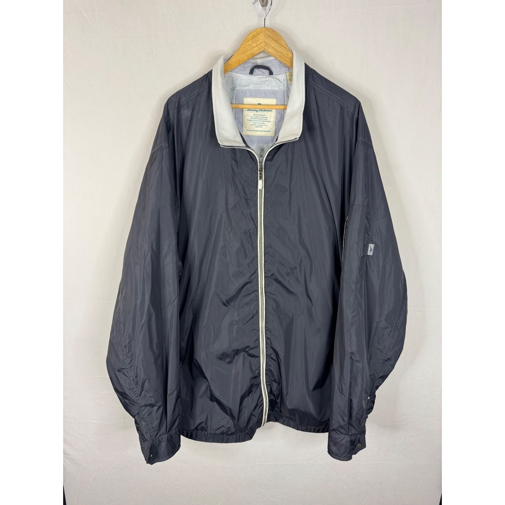 Tommy Bahama Mens 3xt Navy Blue Full Zip Windbreaker Jacket Lightweight Coat